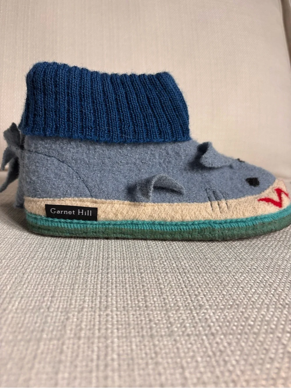 Garnet Hill Blue Shark Kids Slippers